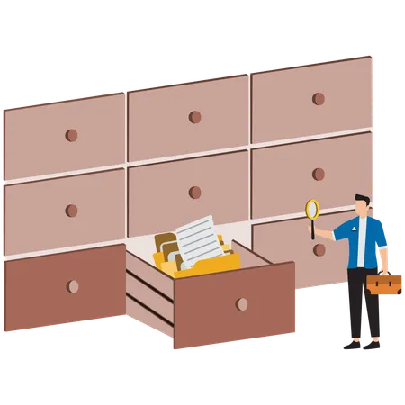 Businessman searching business folder  Illustration