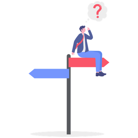 Businessman searching for business direction  Illustration