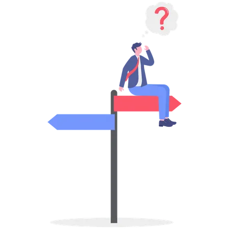 Businessman searching for business direction  Illustration