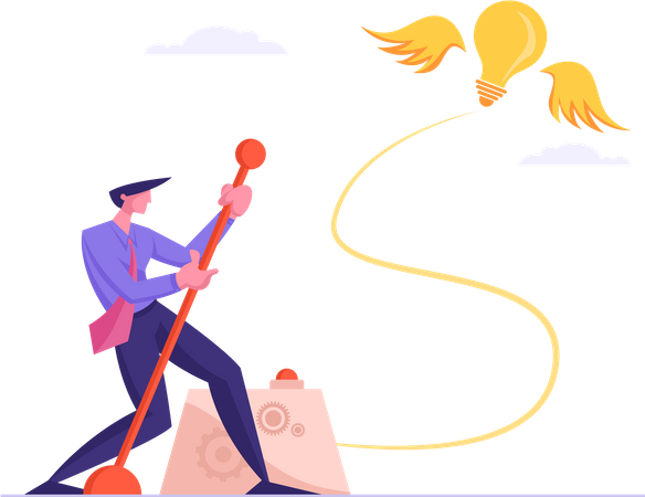 Businessman searching for business idea  Illustration