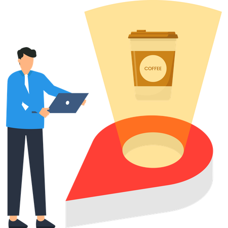 Businessman searching for business location  Illustration