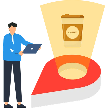 Businessman searching for business location  Illustration