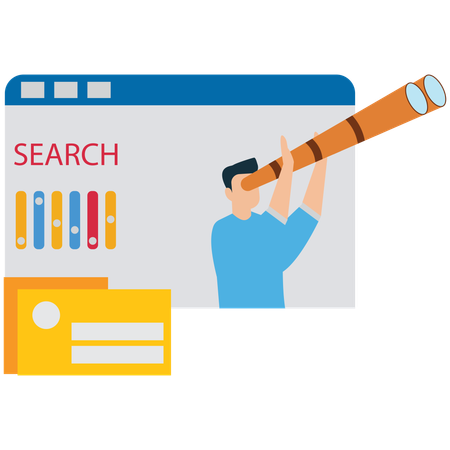 Businessman Searching for Business Opportunities  Illustration