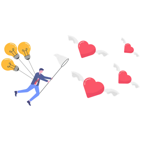 Businessman searching for business passion  Illustration