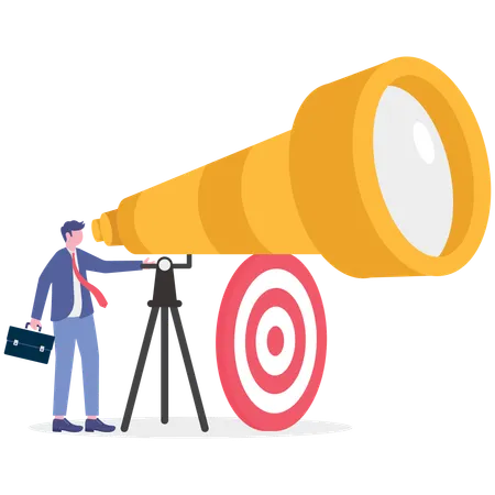 Businessman searching for business target  Illustration