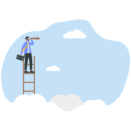 Businessman searching for business vision  Illustration