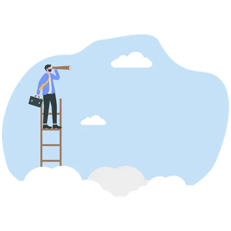 Businessman searching for business vision  Illustration