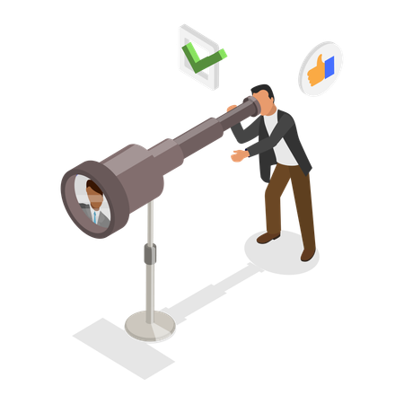 Businessman Searching for Candidates  Illustration