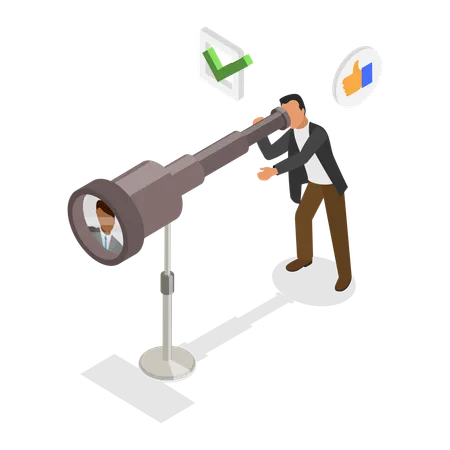 Businessman Searching for Candidates  Illustration
