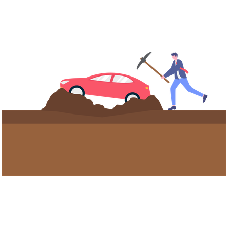 Businessman searching for car investment  Illustration