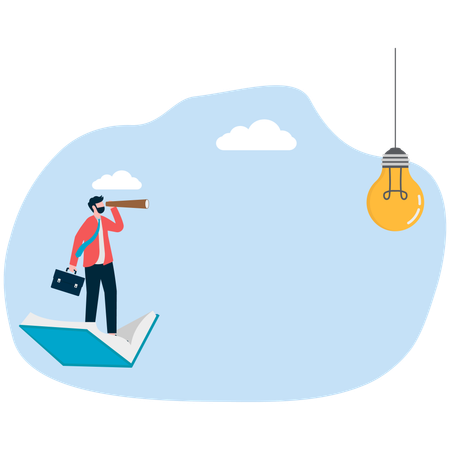 Businessman searching for creative ideas  Illustration