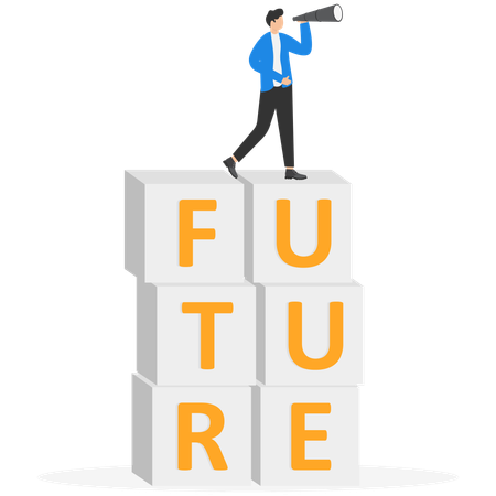 Businessman searching for future trends  Illustration