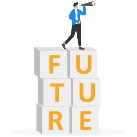 Businessman searching for future trends  Illustration