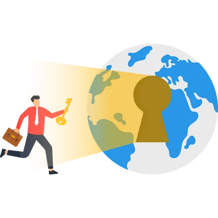 Businessman searching for global business opportunity  Illustration
