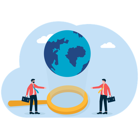 Businessman searching for global news  Illustration