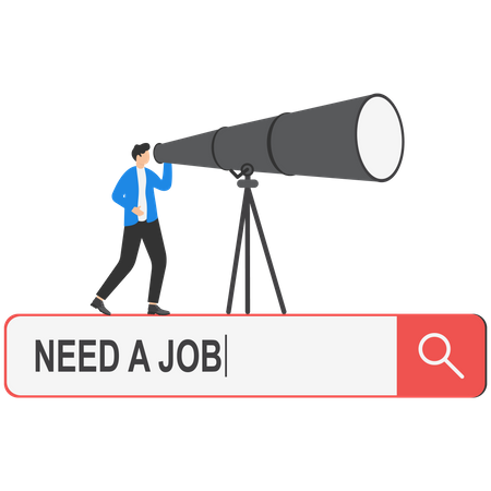 Businessman searching for his desired job with monocular  Illustration