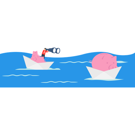 投資機会を探しているビジネスマン  イラスト
