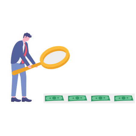 Businessman searching for investment opportunity  Illustration