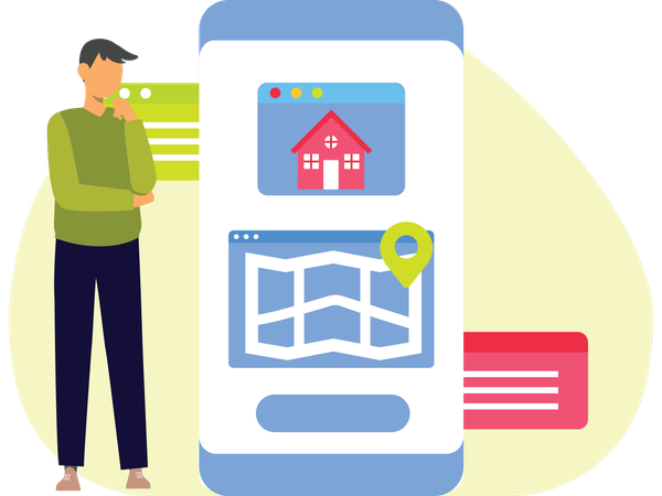 Businessman Searching For Location  Illustration