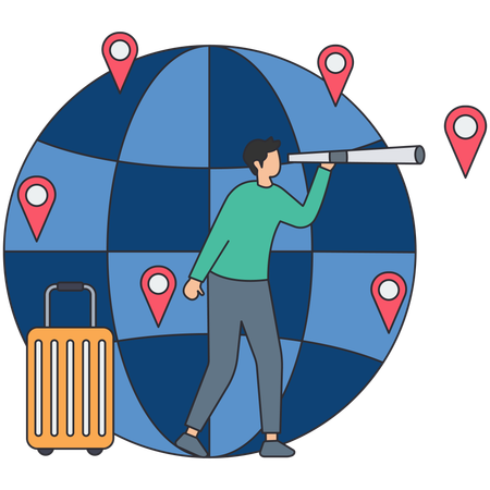 Businessman searching for location online  Illustration