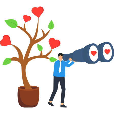 Businessman Searching for Love  Illustration