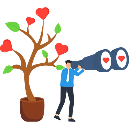 Businessman Searching for Love  Illustration