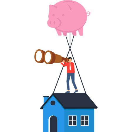 Businessman searching for new property  Illustration