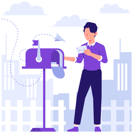 Businessman searching for newsletter  Illustration