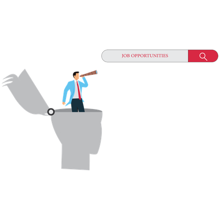 Businessman Searching for Opportunities  Illustration