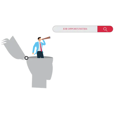 Businessman Searching for Opportunities  Illustration