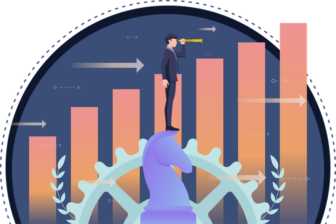 Businessman searching for opportunity Illustration