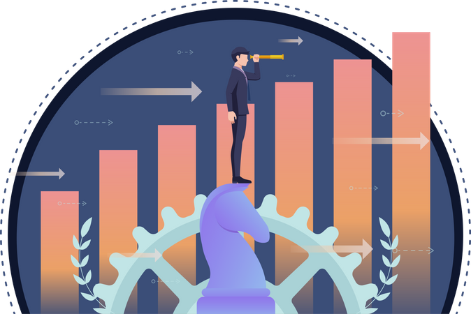 Businessman searching for opportunity  Illustration