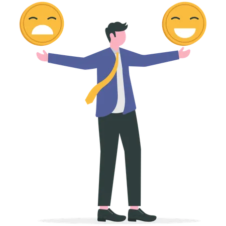 Businessman searching for positive emotion  Illustration