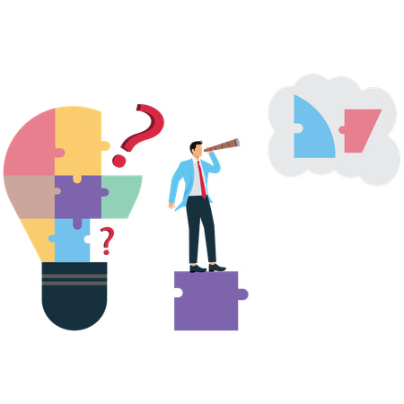 Businessman Searching for Puzzle Pieces  Illustration