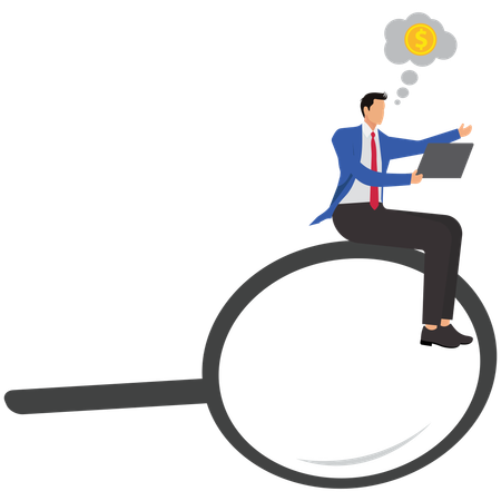 Businessman searching for wealth  Illustration