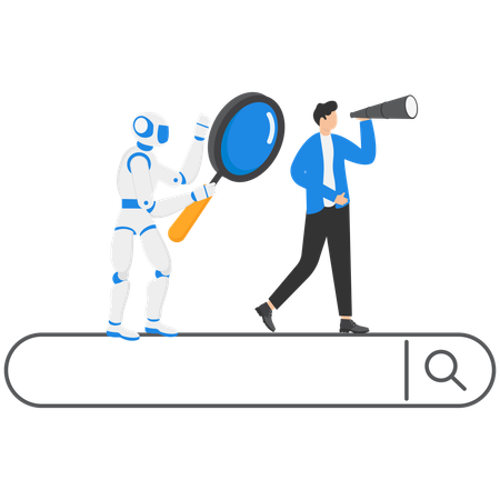 Businessman searching information online  Illustration