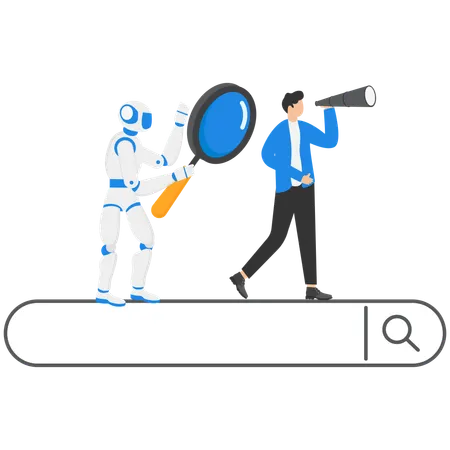 Businessman searching information online  Illustration