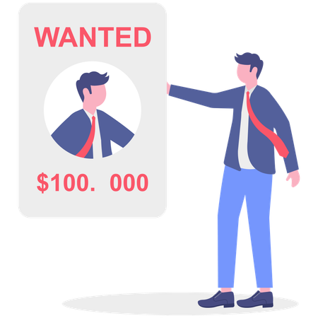 Businessman searching lost employee  Illustration