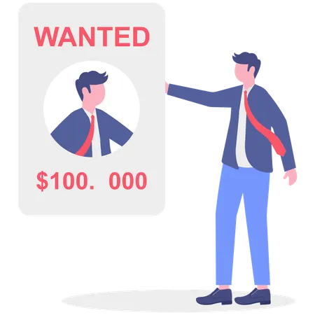 Businessman searching lost employee  Illustration