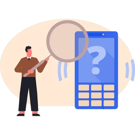 Businessman searching mobile call  Illustration