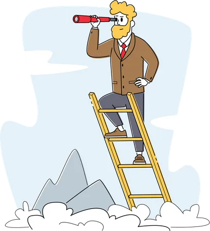 Businessman searching new aims Illustration