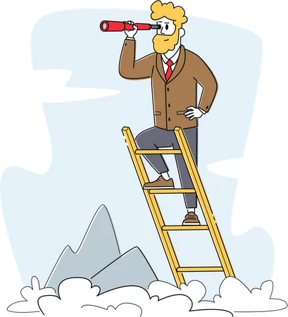 Businessman searching new aims  Illustration