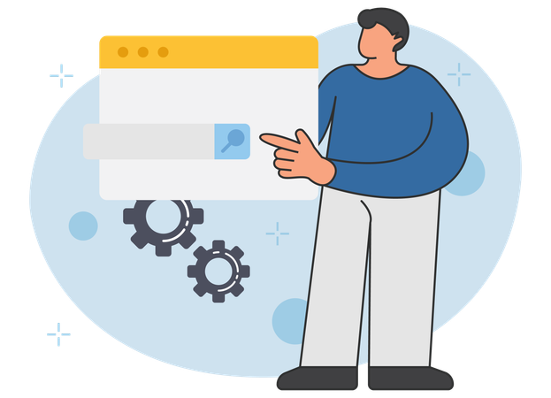 Businessman searching on search engine  Illustration