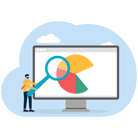Businessman searching pie chart  Illustration