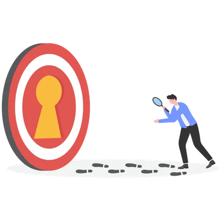 Businessman searching way to reach target  Illustration