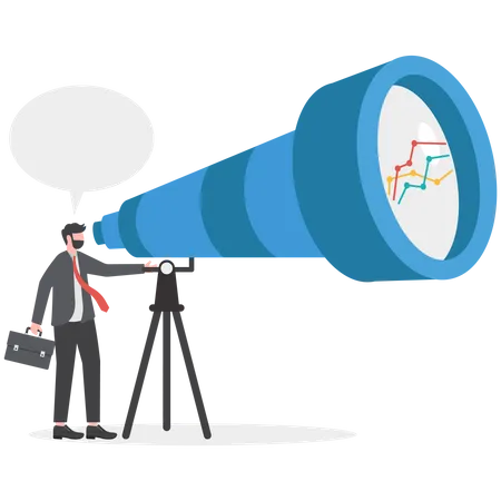 Research Find Investment Information Business Investor Looking Through Telescope For Information Illustration
