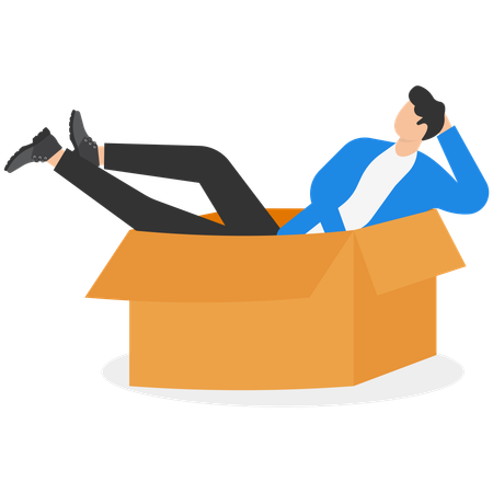 Businessman seated inside a box  Illustration