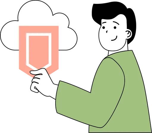 Businessman secures cloud  Illustration