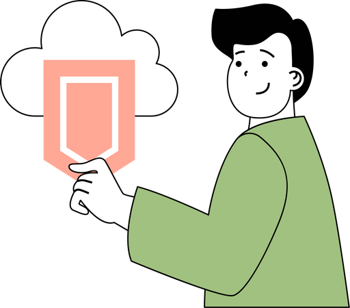 Businessman secures cloud  Illustration