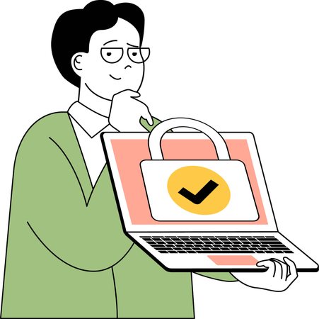 Businessman secures his computer  Illustration